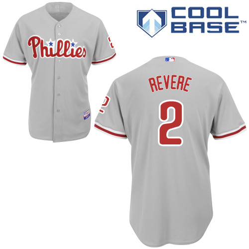 Ben Revere #2 Youth Baseball Jersey-Philadelphia Phillies Authentic Road Gray Cool Base MLB Jersey